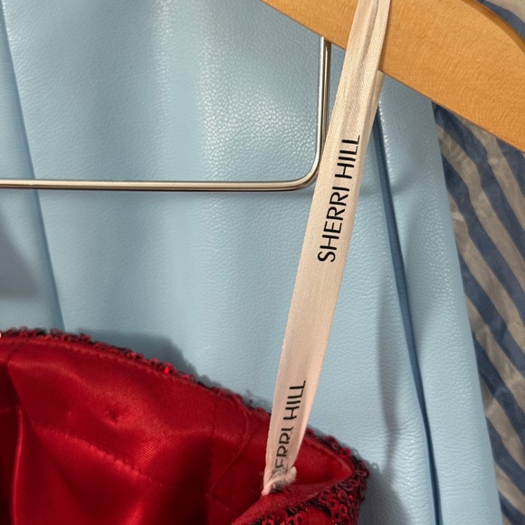 Sherri Hill 55491 Strapless Corset Bodice Red Sequin Prom Pageant Dress Size 8 - Picture 10 of 13
